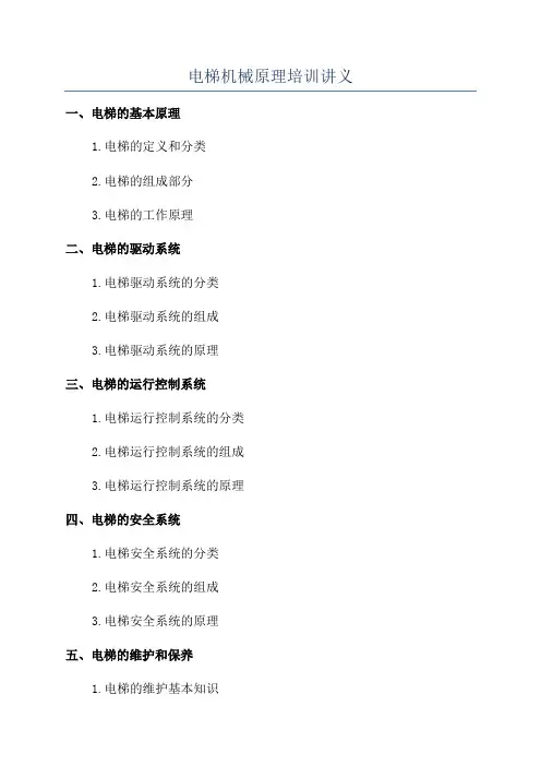 电梯机械原理培训讲义