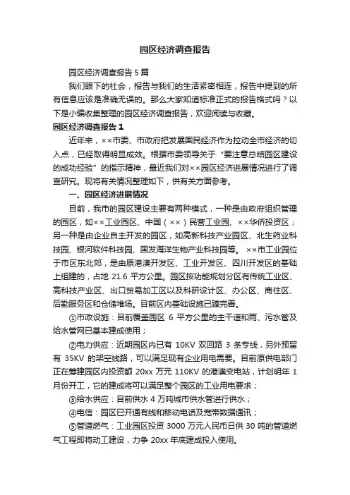 园区经济调查报告