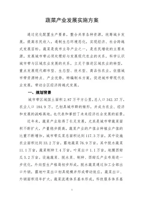 蔬菜产业发展实施方案
