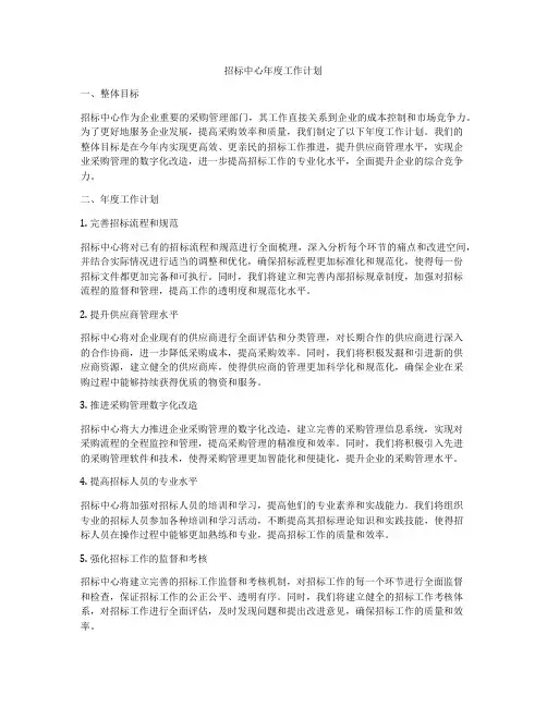 招标中心年度工作计划