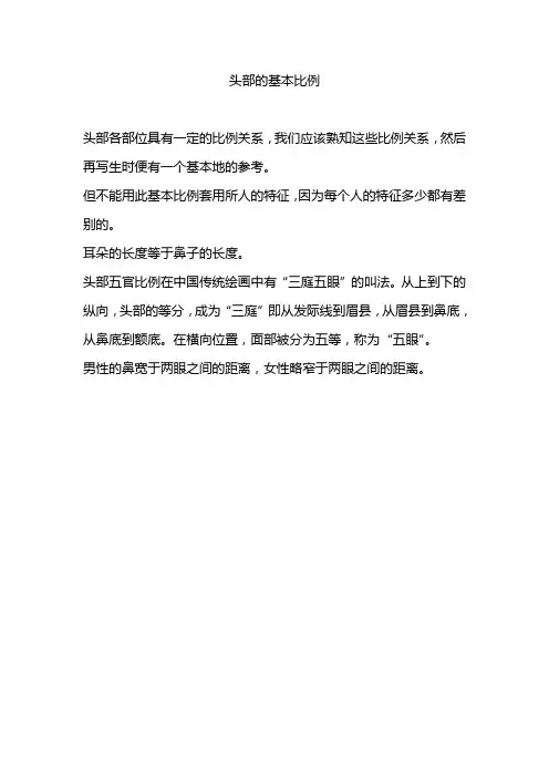 头部的基本比例
