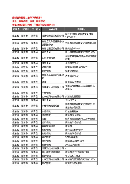 新版山东省淄博市高青县托运企业公司商家户名录单联系方式地址大全42家