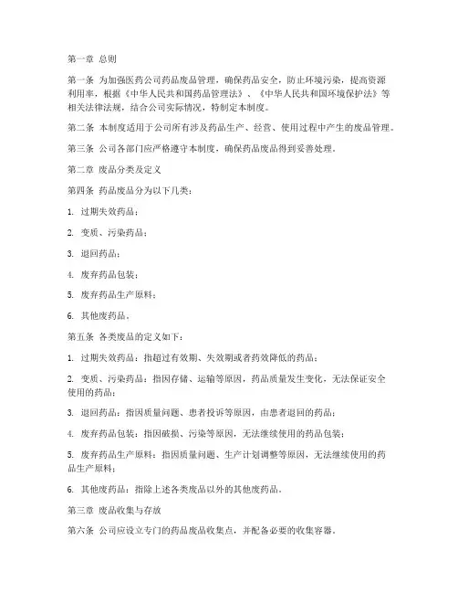 医药公司药品废品管理制度
