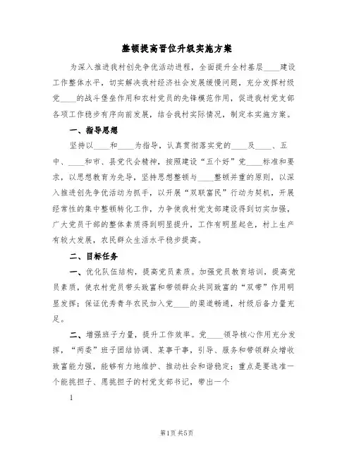 整顿提高晋位升级实施方案（二篇）