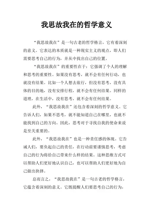 我思故我在的哲学意义