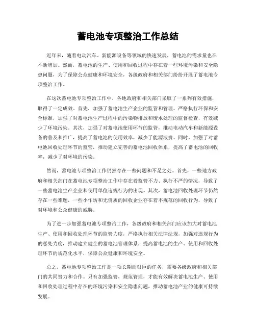 蓄电池专项整治工作总结