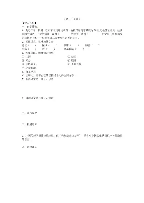 语文版初中语文七下《7第一千个球》word教案 (8)