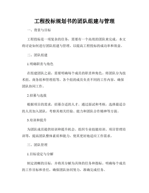 工程投标规划书的团队组建与管理