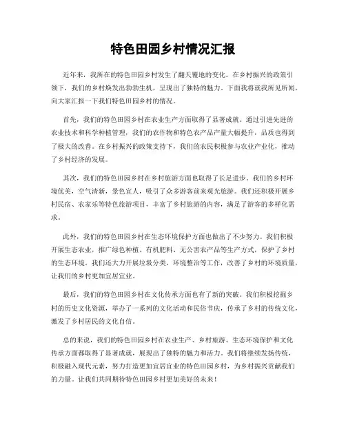 特色田园乡村情况汇报