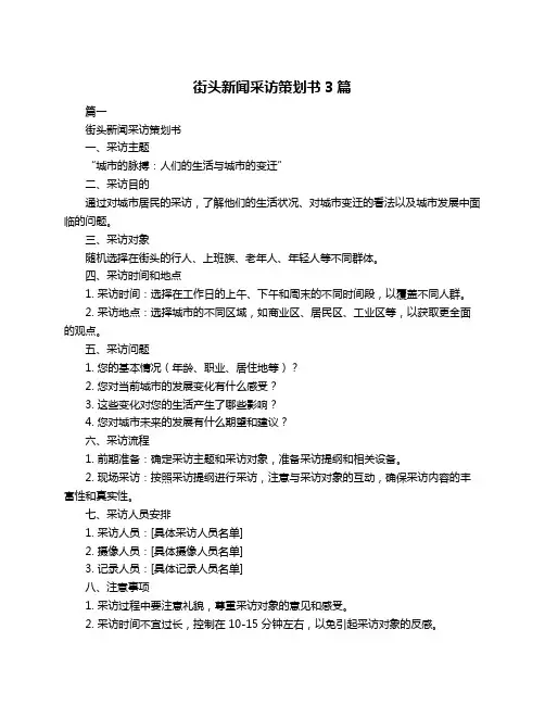 街头新闻采访策划书3篇