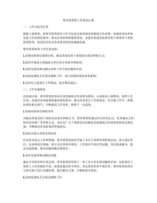 督导督查组工作情况汇报