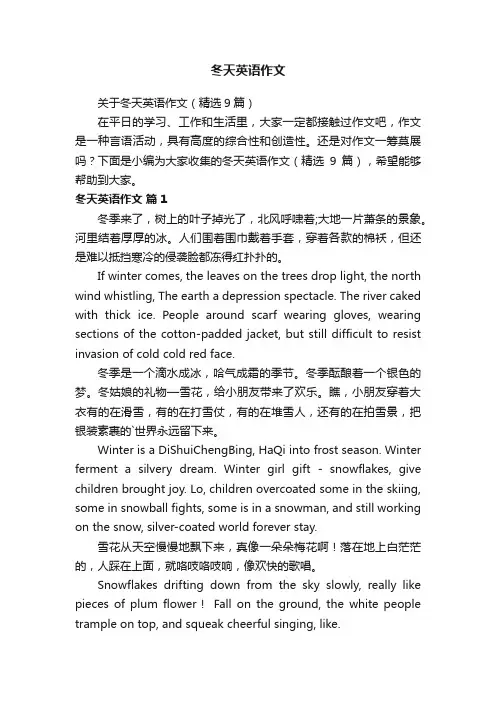 关于冬天英语作文（精选9篇）