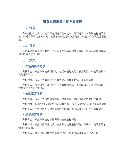 租赁车辆绩效考核方案模板