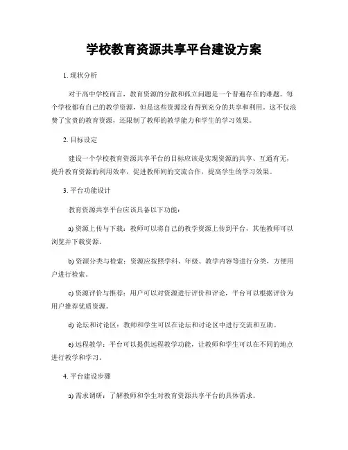 学校教育资源共享平台建设方案