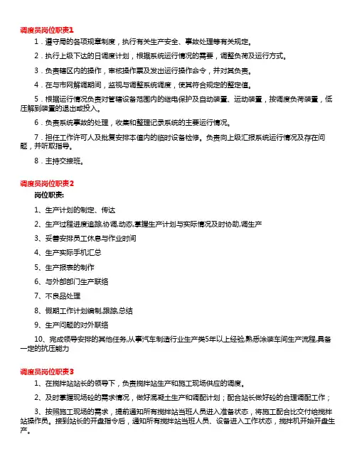 调度员岗位职责(精选15篇)
