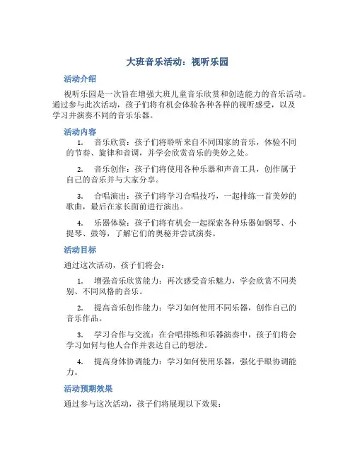 大班音乐活动：视听乐园