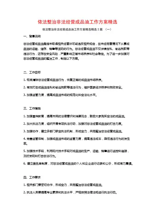 依法整治非法经营成品油工作方案精选2篇