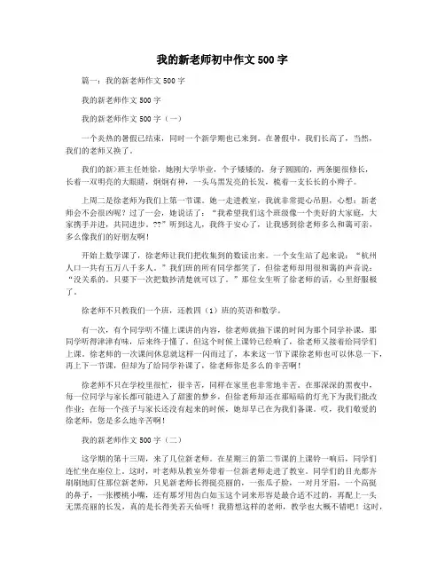 我的新老师初中作文500字