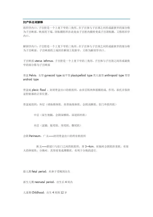 妇产科名词解释