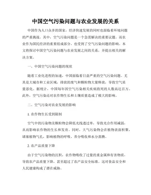 中国空气污染问题与农业发展的关系
