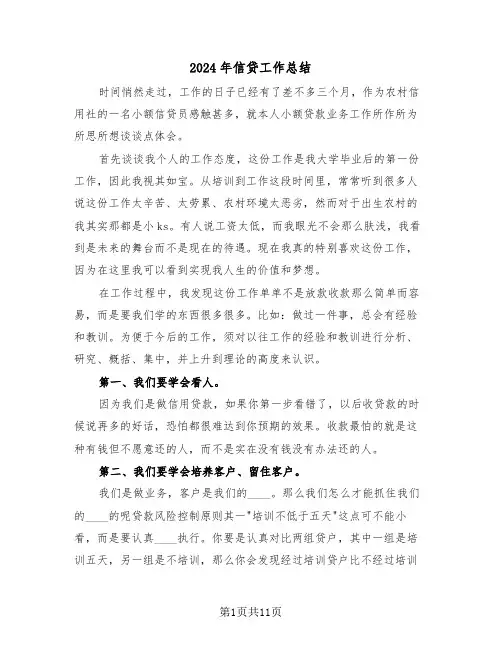 2024年信贷工作总结（三篇）