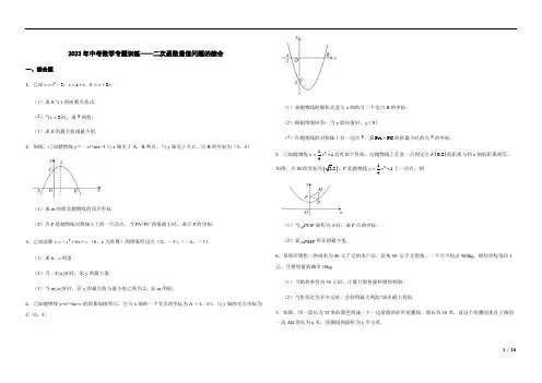 2023年中考数学专题训练——二次函数最值问题的综合