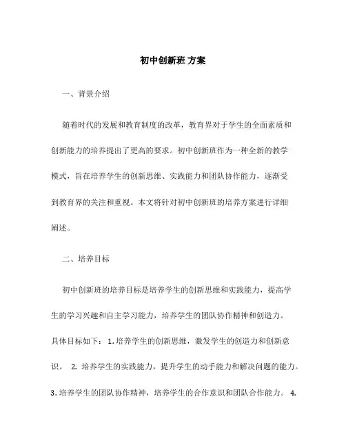 初中创新班 方案