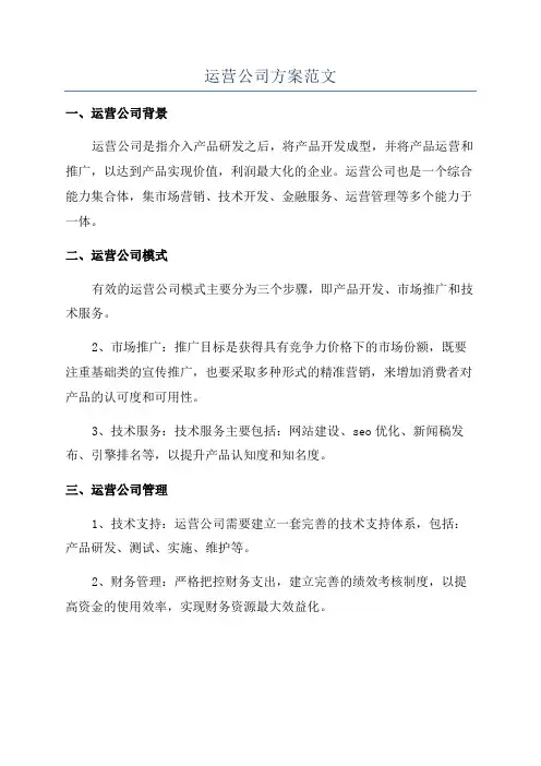 运营公司方案范文