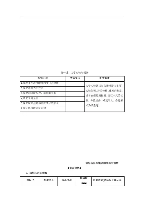 2020浙江高考物理二轮讲义：专题六第一讲 力学实验与创新 