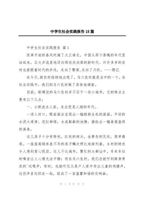 中学生社会实践报告15篇