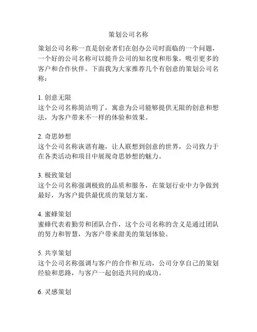 策划公司名称