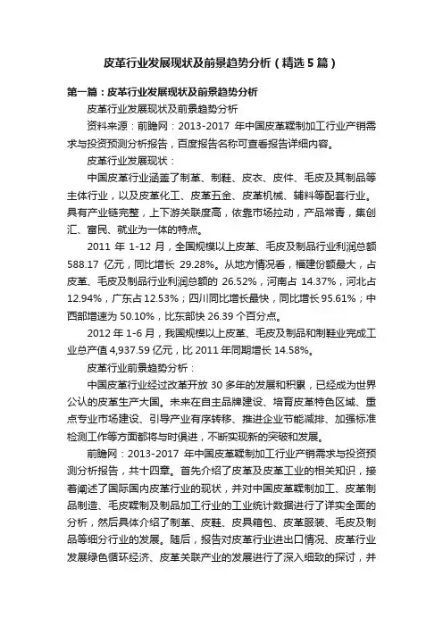 皮革行业发展现状及前景趋势分析（精选5篇）
