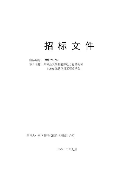 光伏电站EPC招标商务文件