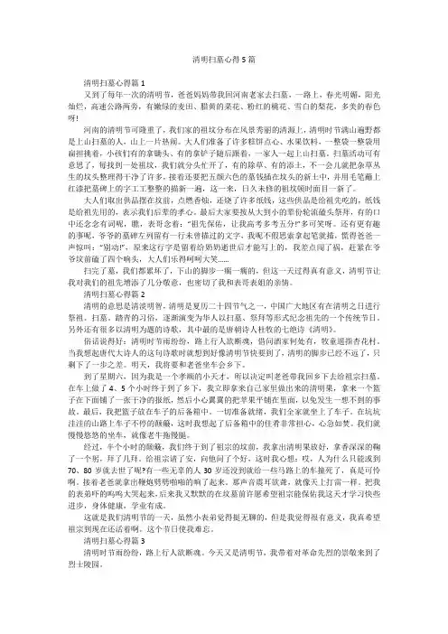 清明扫墓心得5篇