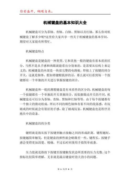 机械键盘的基本知识大全