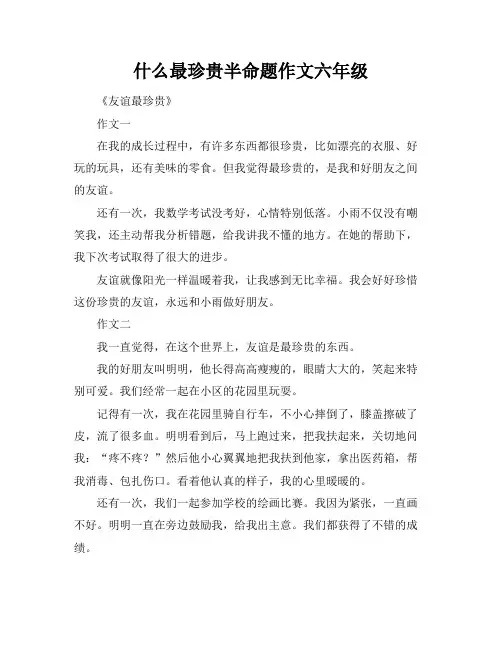 什么最珍贵半命题作文六年级