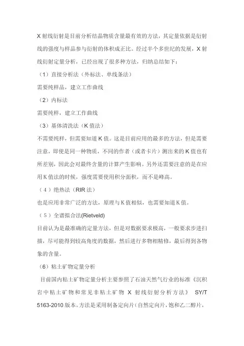 XRD定量分析分类