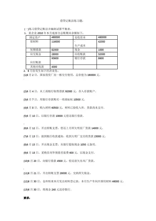 借贷记账法练习题1