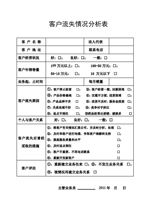 客户流失情况分析表