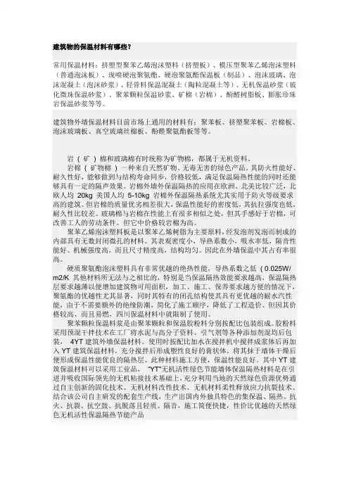 建筑物的保温材料有哪些
