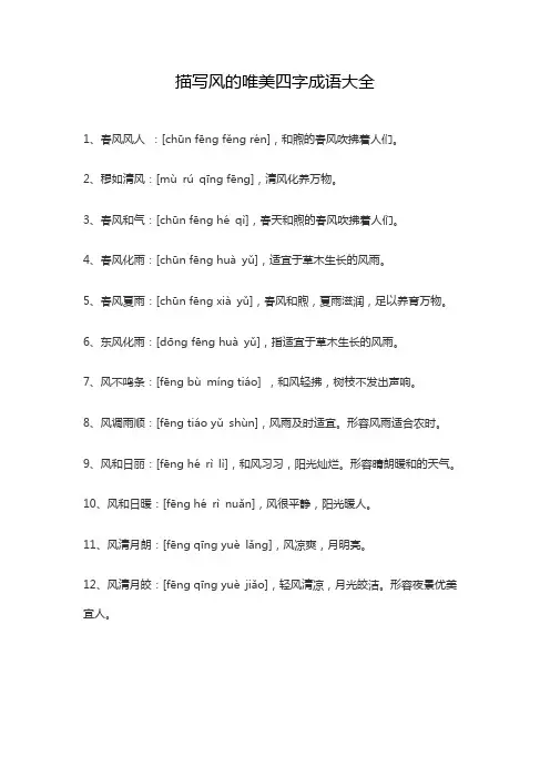 描写风的唯美四字成语大全