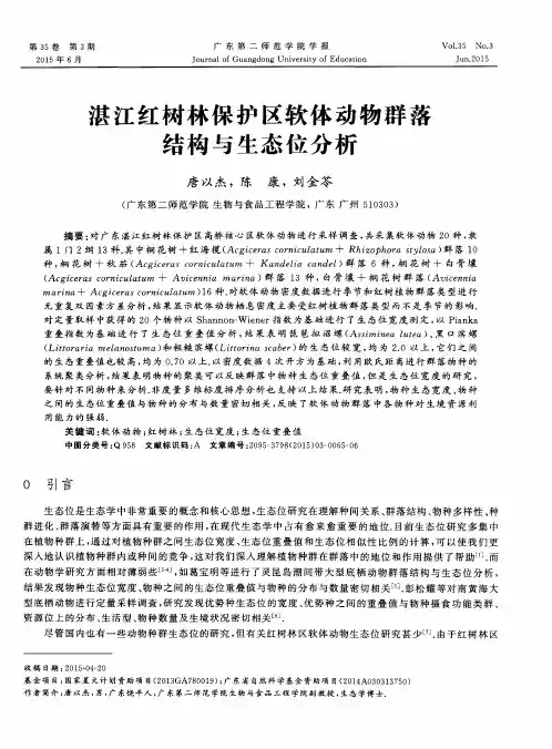 湛江红树林保护区软体动物群落结构与生态位分析