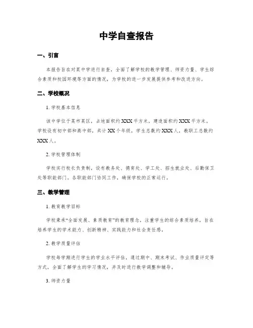 中学自查报告