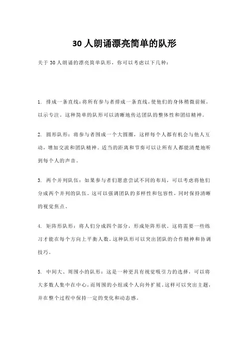 30人朗诵漂亮简单的队形