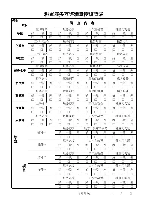 科室互评表