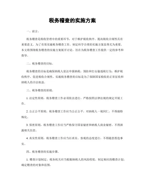 税务稽查的实施方案
