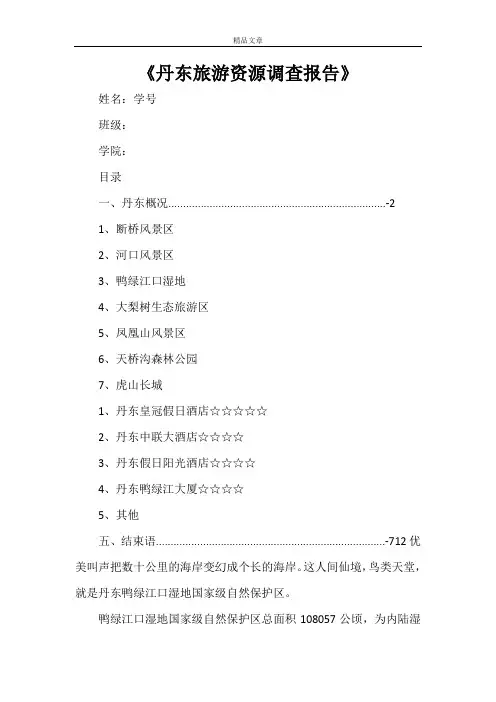 《丹东旅游资源调查报告》