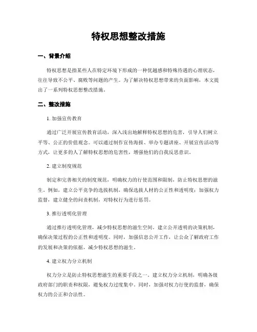 特权思想整改措施