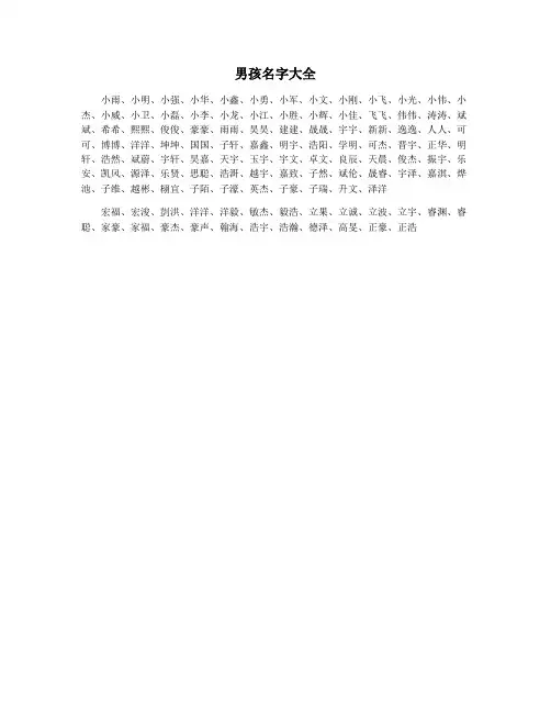 男孩名字大全