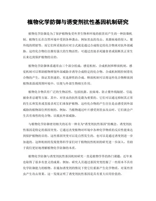 植物化学防御与诱变剂抗性基因机制研究